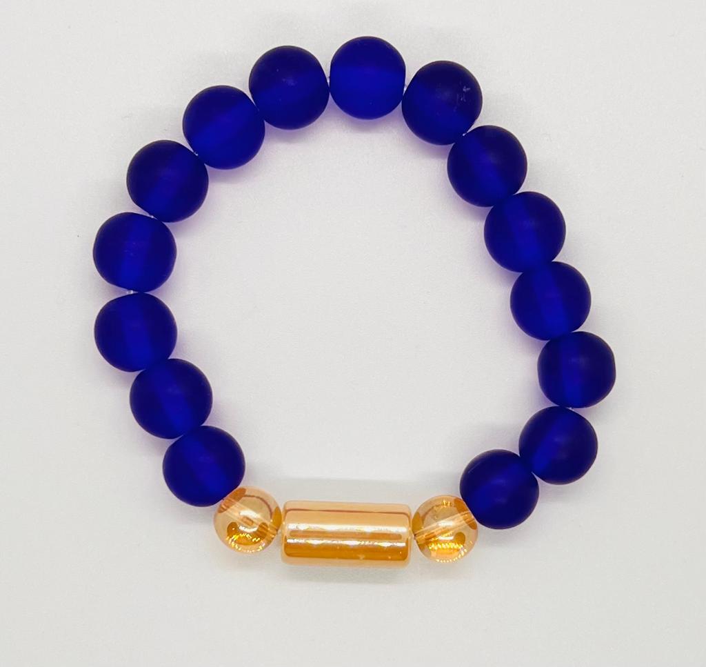 Blue and gold crystal beads