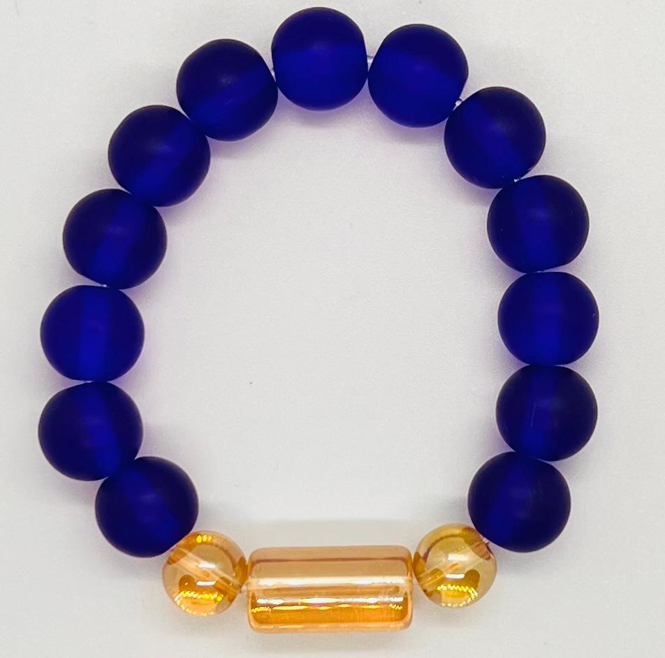 Blue and gold crystal beads