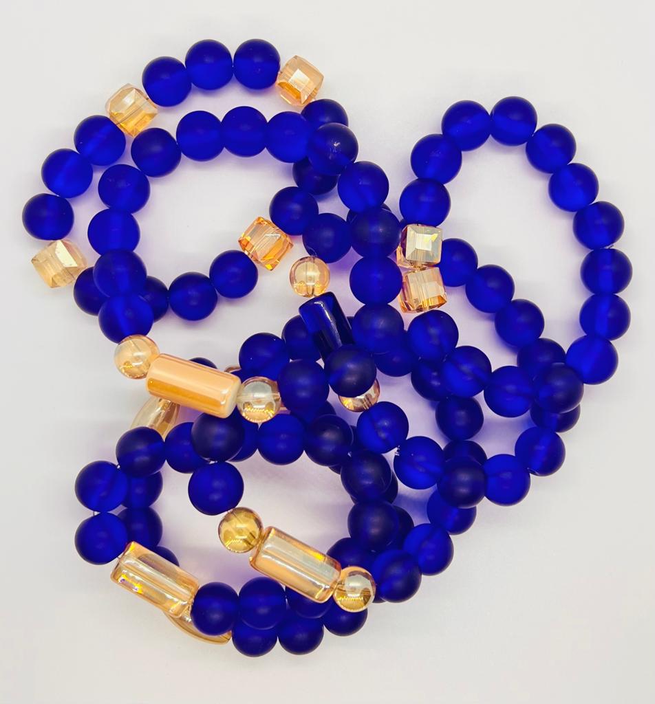 Blue and gold crystal beads