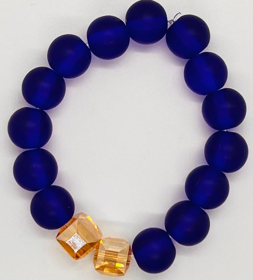 Blue and gold crystal beads