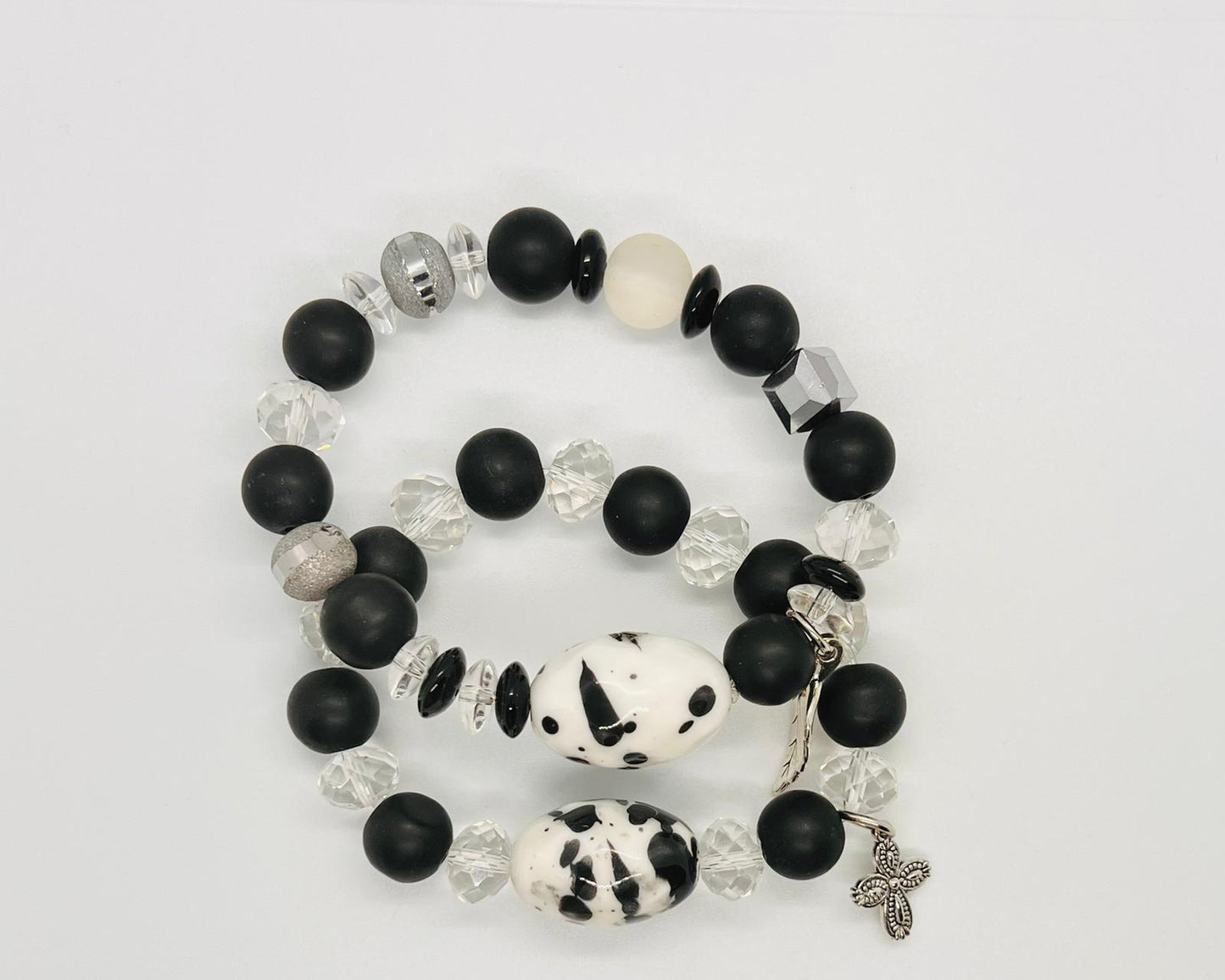 Black and White Crystal Beads Bracelet