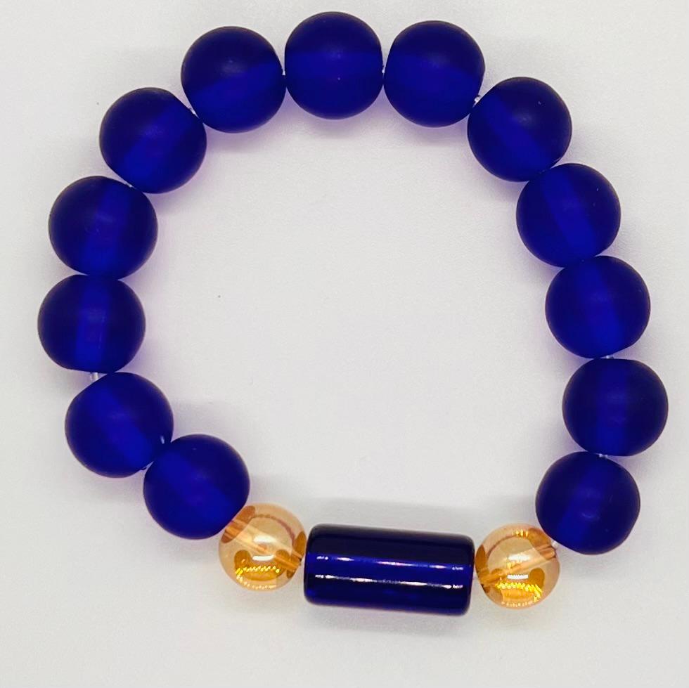 Blue and gold crystal beads