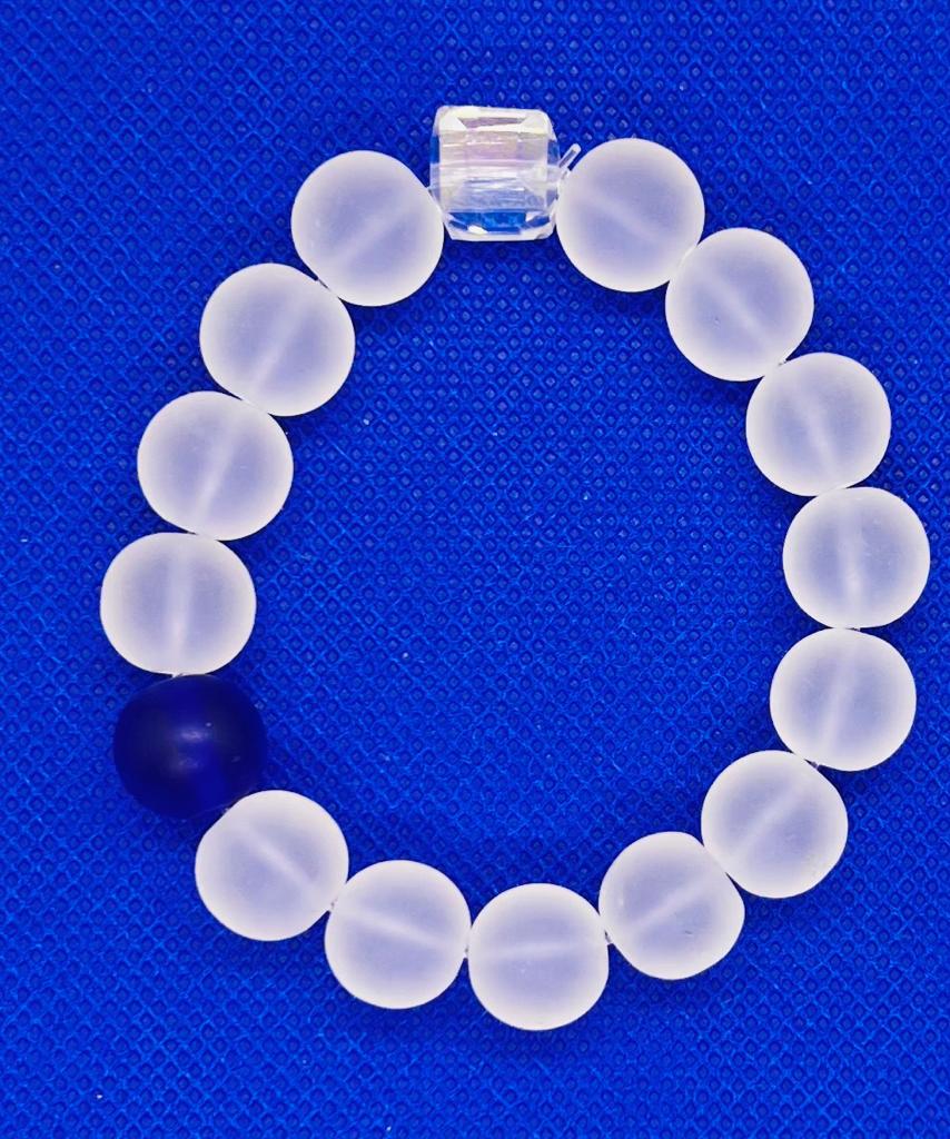 Beads for life. Blue and white crystal beads.